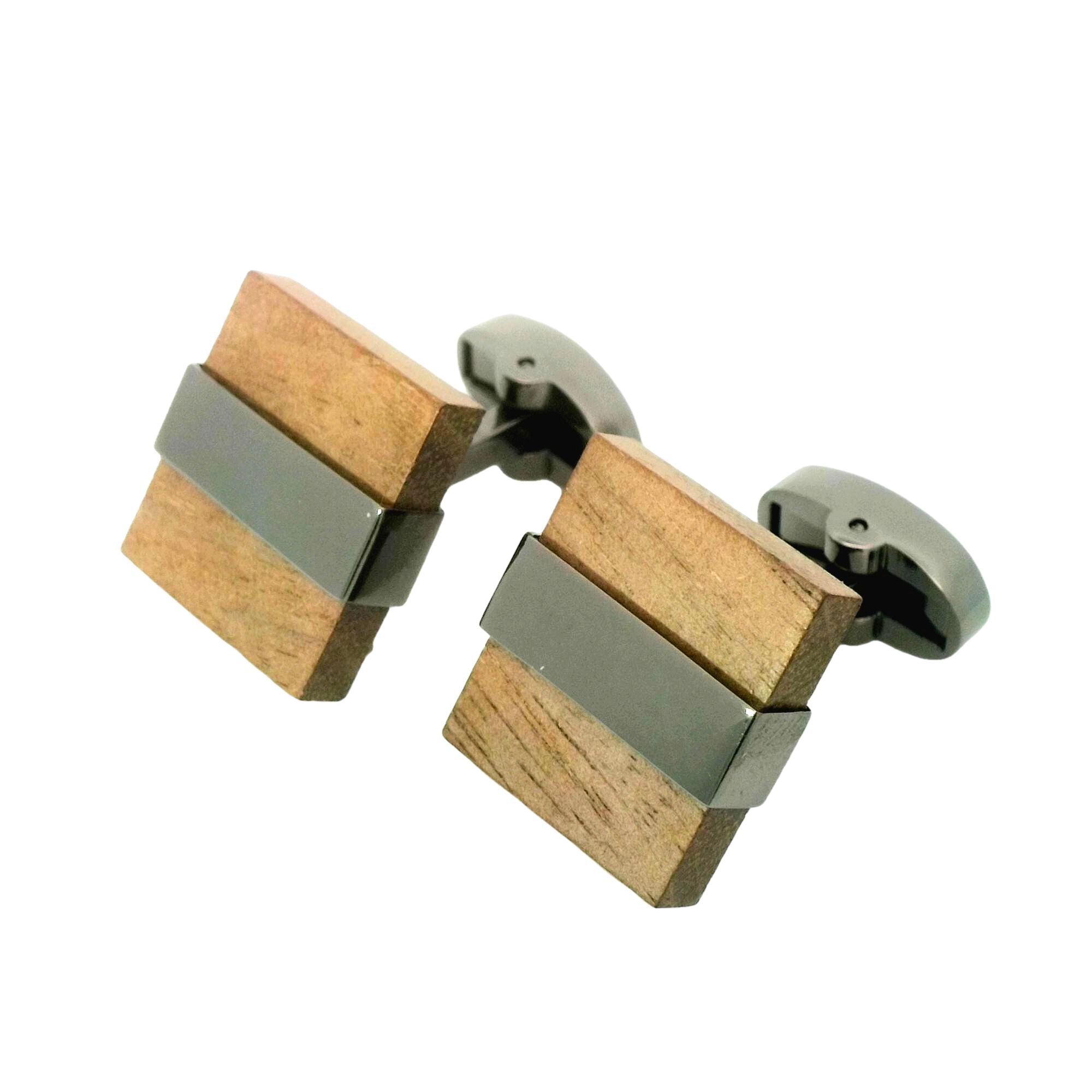 Wood and Gunmetal Cufflinks Classic & Modern Cufflinks Clinks Australia 