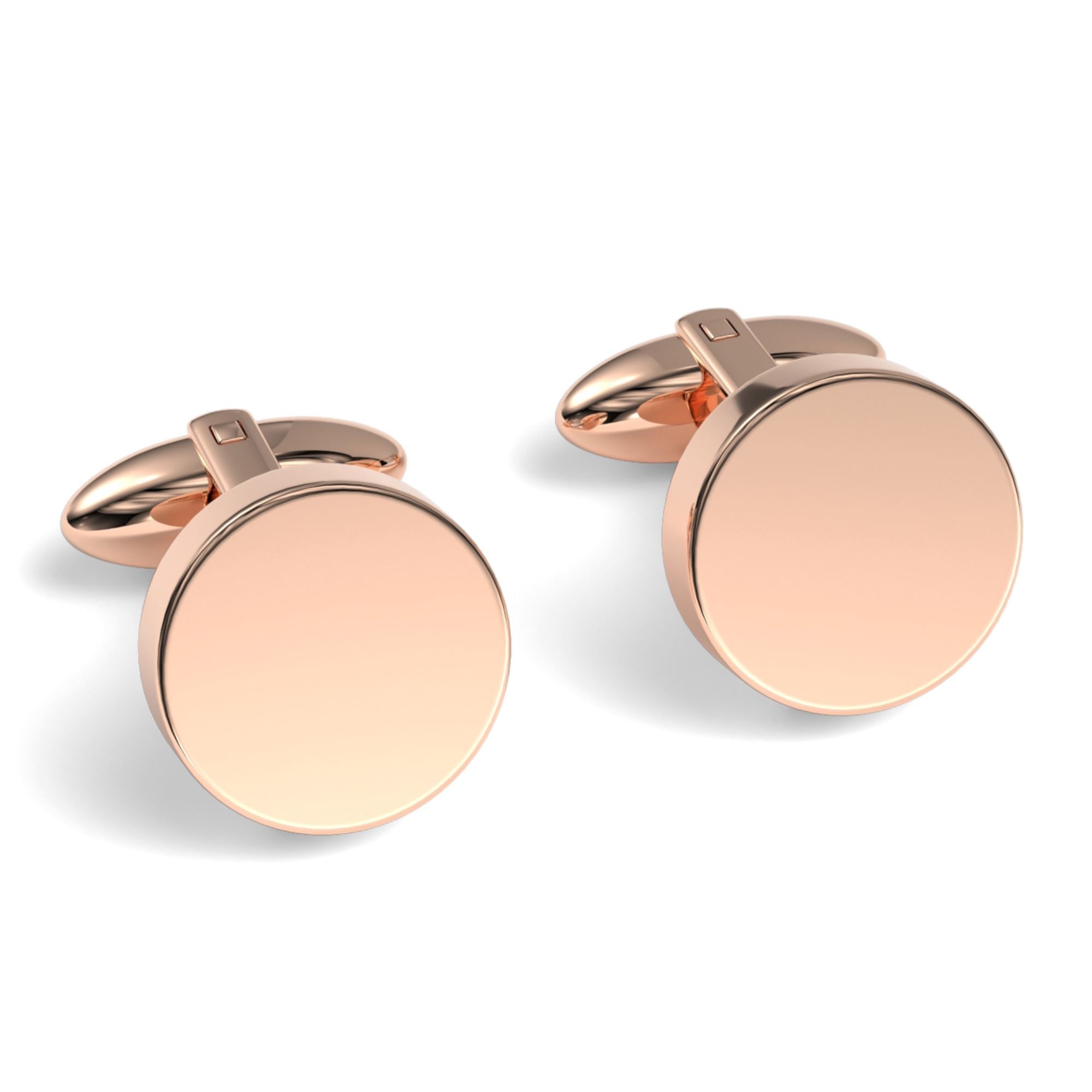 Round Engravable Cufflinks Engraving Cufflinks Clinks Shiny Rose Gold 