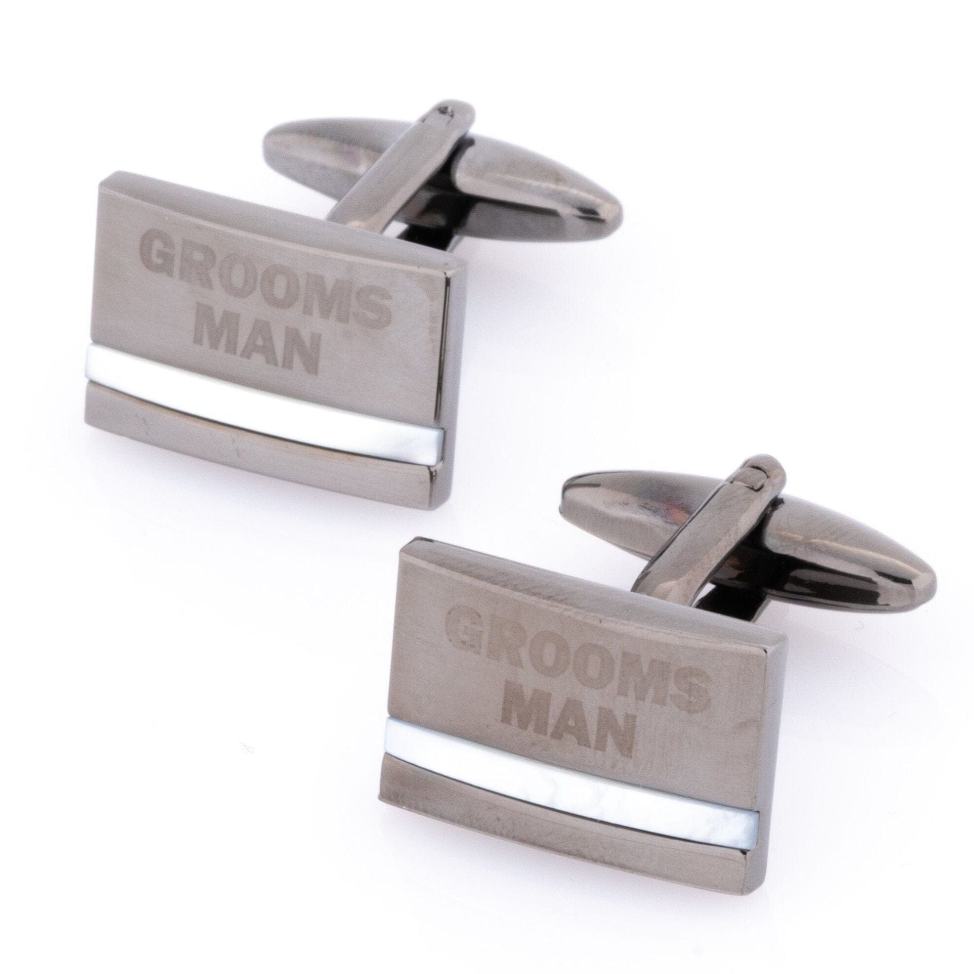 Groomsman Laser Etched Mother of Pearl Gunmetal Wedding Cufflinks Wedding Cufflinks Clinks Australia 
