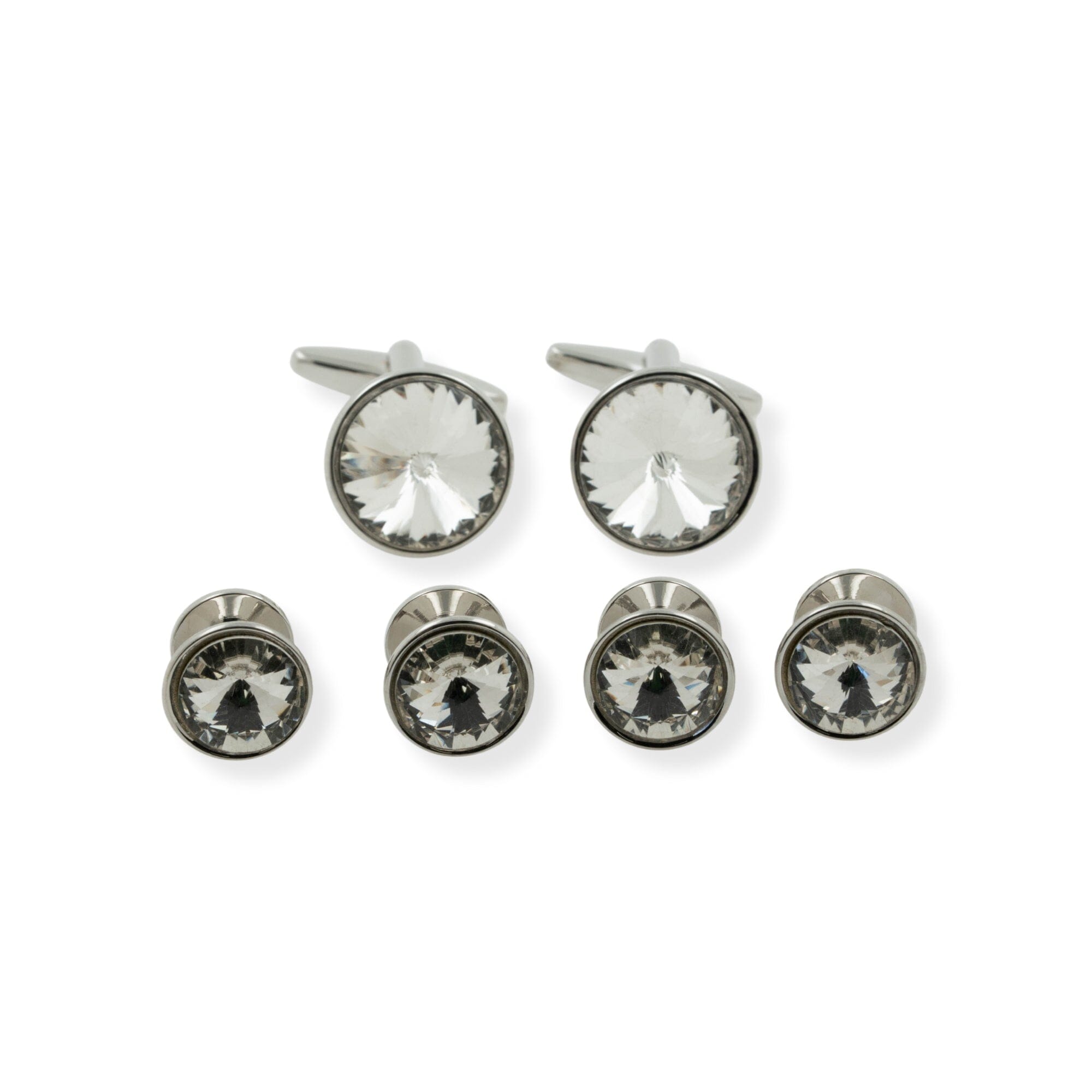 Silver Crystal Cufflinks & Stud Set Stud Sets Clinks 