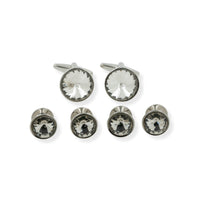 Silver Crystal Cufflinks & Stud Set Stud Sets Clinks