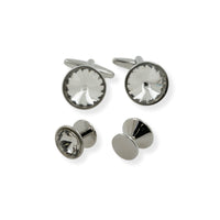 Silver Crystal Cufflinks & Stud Set Stud Sets Clinks