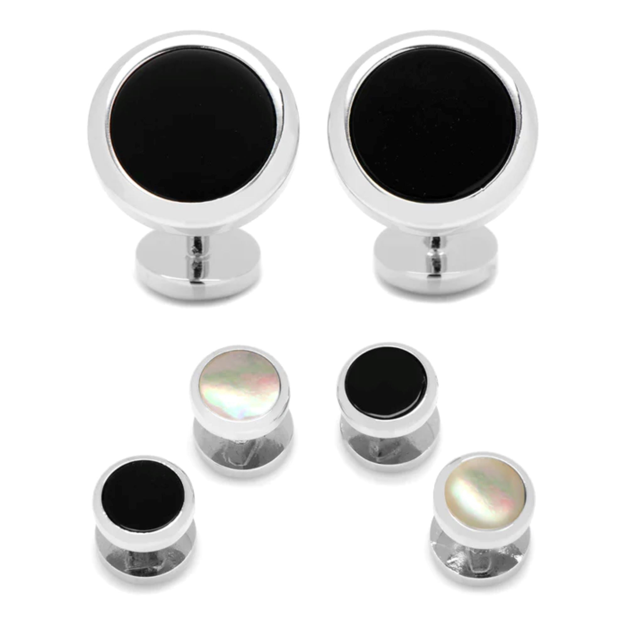 Double Sided Onyx Round Beveled Stud Set Stud Sets Clinks 