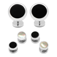 Double Sided Onyx Round Beveled Stud Set Stud Sets Clinks