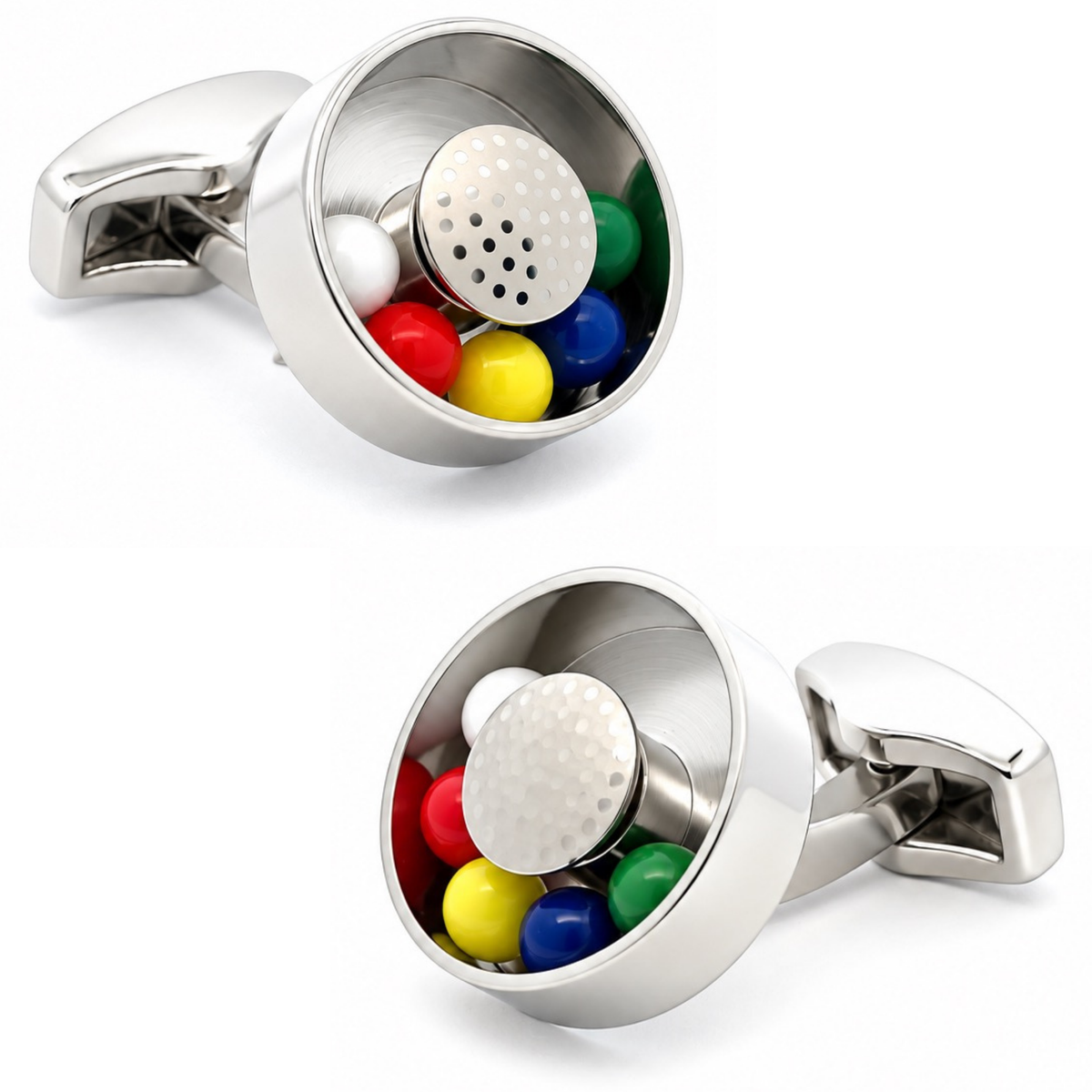 Moving  Ball Bearing Cufflinks with Colourful Balls