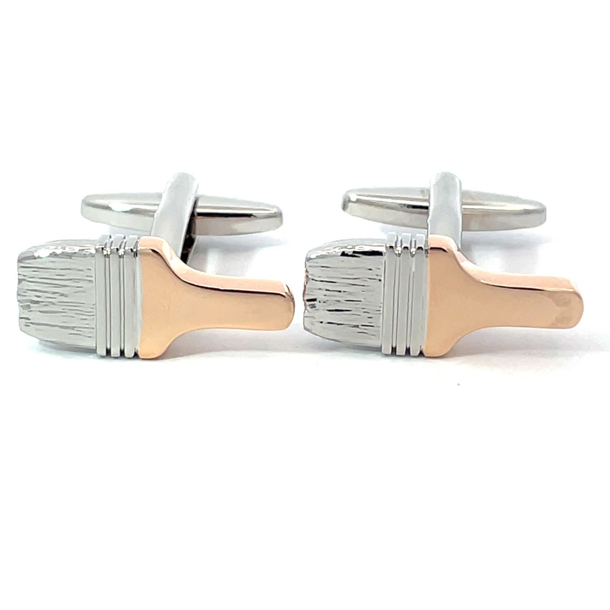 Rose Gold Silver Paint Brush Cufflinks