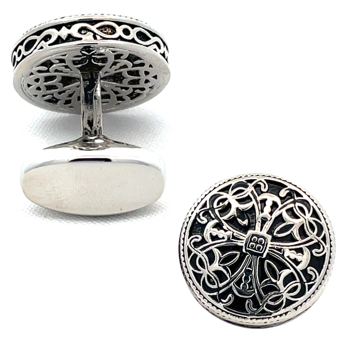 Vintage Celtic Round Silver Cufflinks