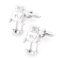 Robot Cufflinks in Shiny Silver