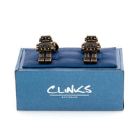 Robot Cufflinks in Antique Burnished Gold