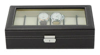 Dark Brown Leather Watch Box for 12 Watches Watch Boxes Clinks