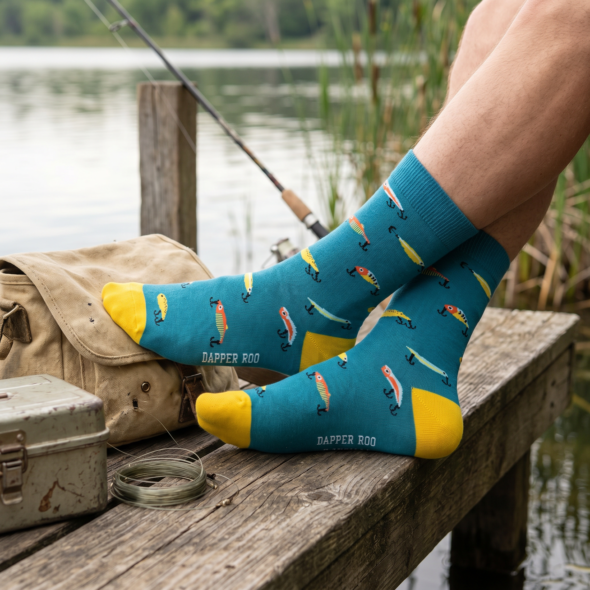 Gone Fishing Bamboo Socks by Dapper Roo lifestyle image
