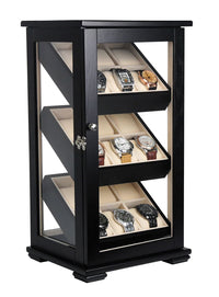 Black Wooden Watch Cabinet for 18 watches Watch Boxes Clinks