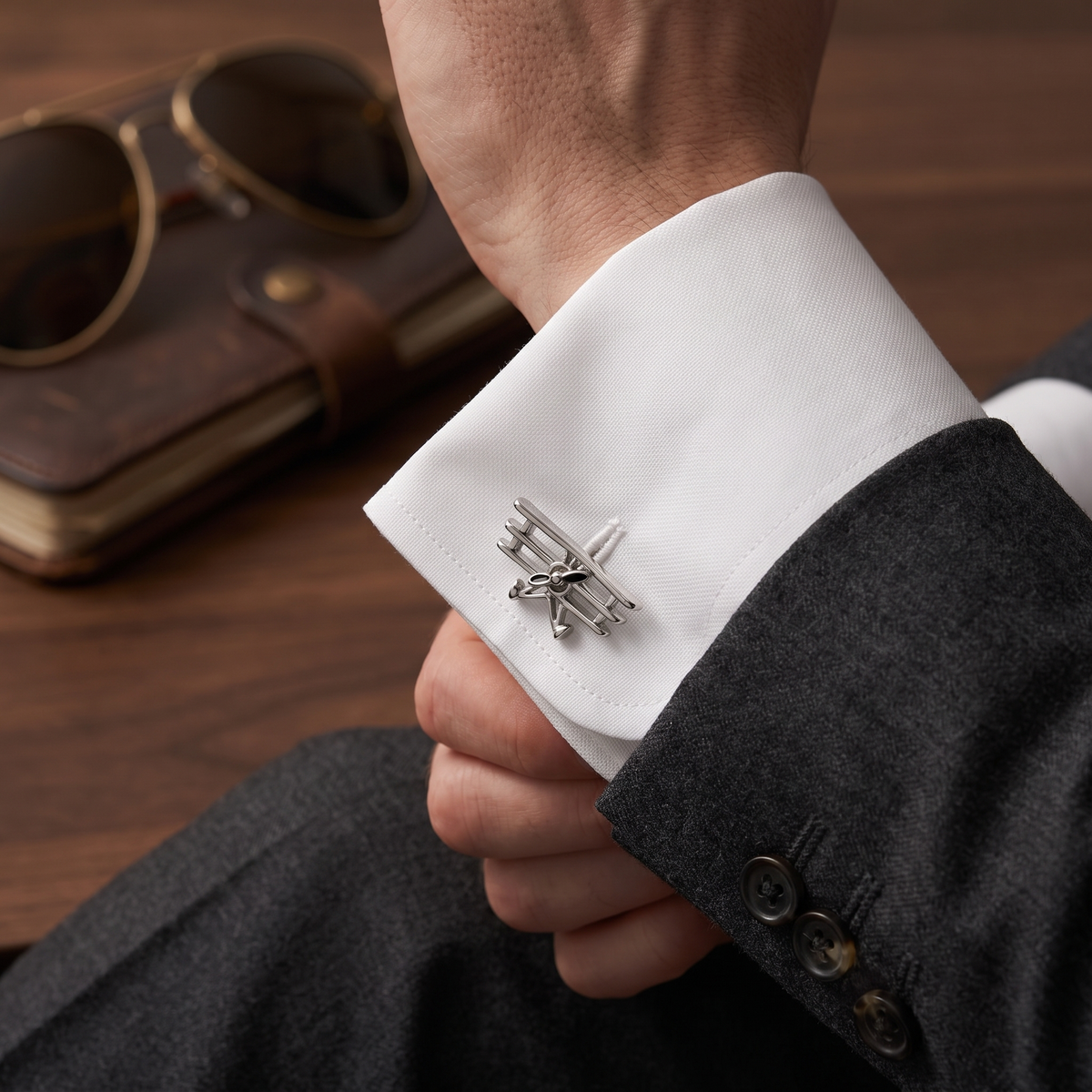 Tri-Plane Cufflinks — lifestyle shot