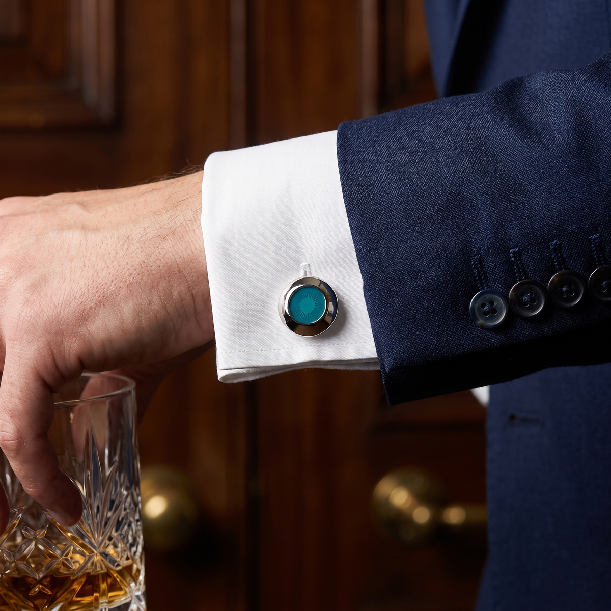 Turquoise Starburst Cufflinks — lifestyle shot