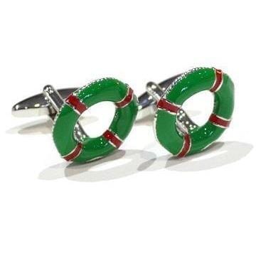 Life Ring Green and Red Cufflinks Novelty Cufflinks Clinks Australia Life Ring Green and Red Cufflinks 