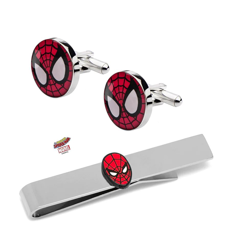 Spiderman Cufflinks & Tie Bar Set Gift Set Clinks Australia 