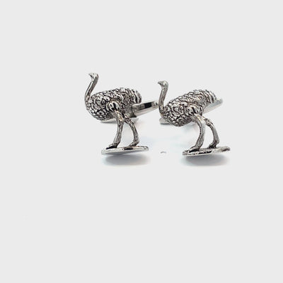 Emu Cufflinks in Antiqued Silver
