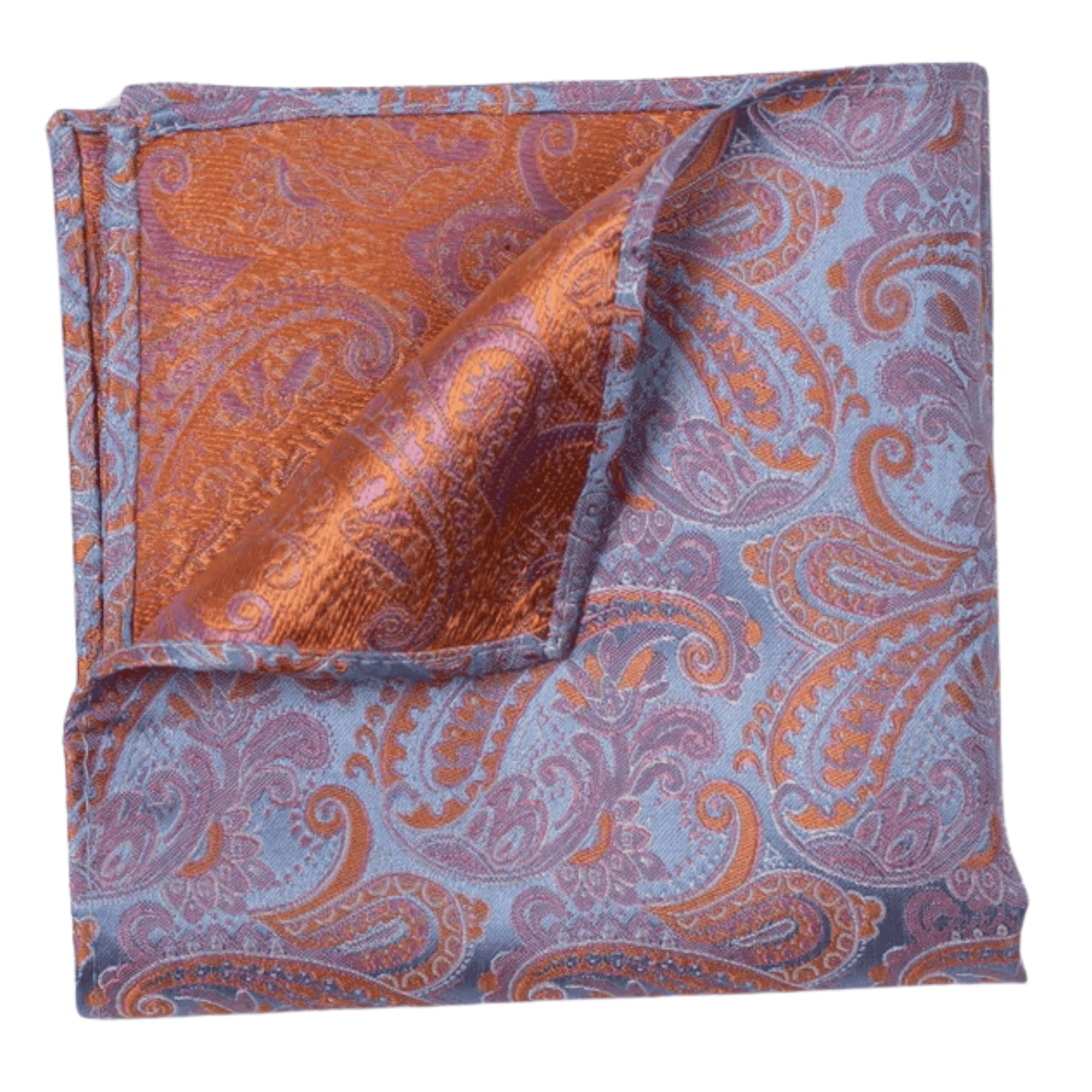 Blue/Orange Paisley Pocket Square