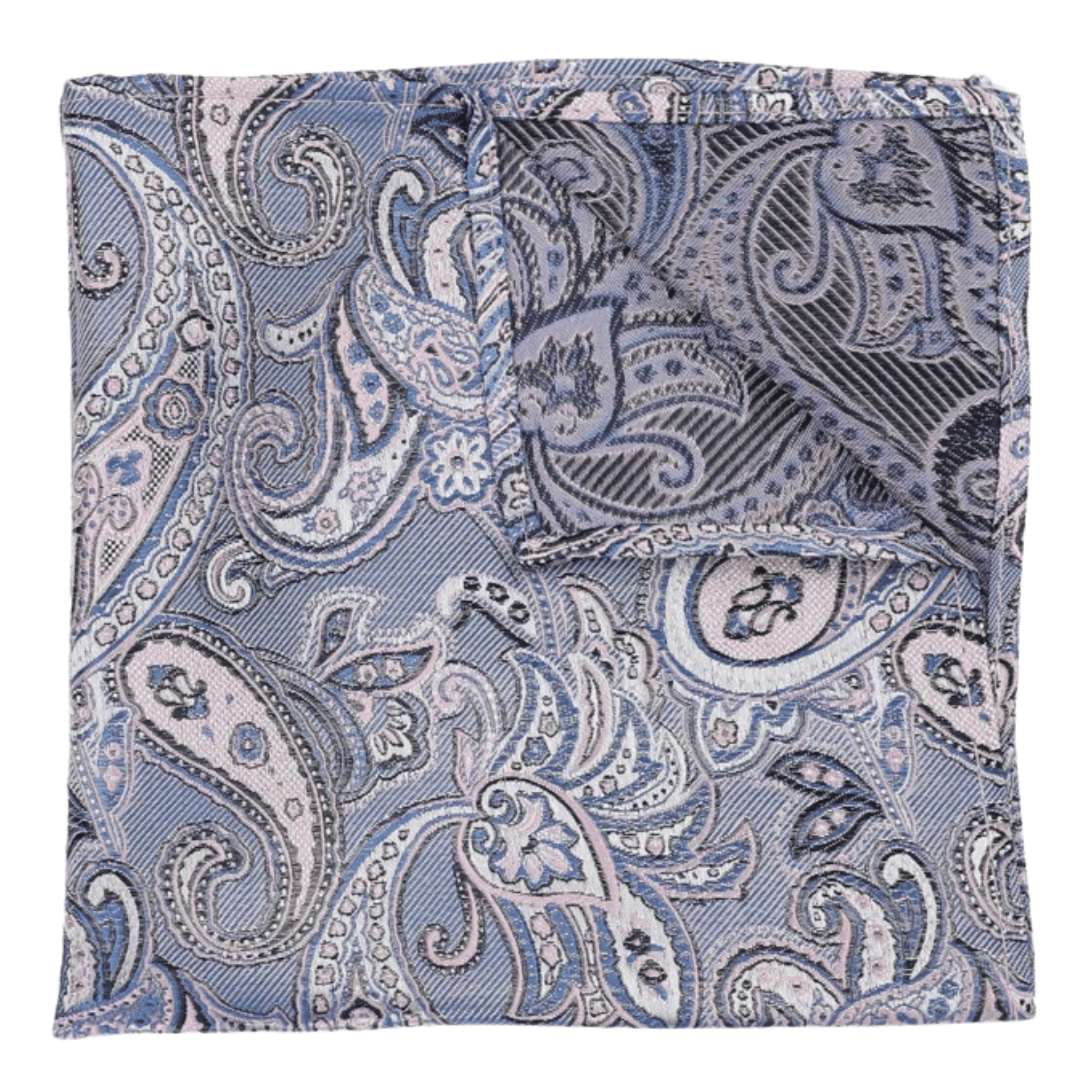 Blue Pink Silk Paisley Pocket Square