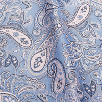 Blue Pink Silk Paisley Pocket Square