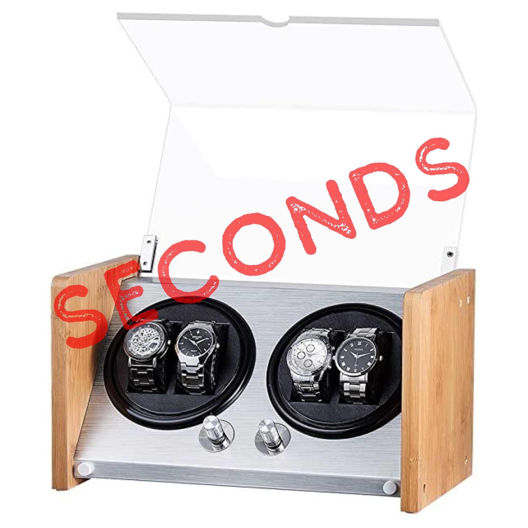 Seconds - BLAQ Watch Winder Box 4 Watches in Aluminum & Bamboo Seconds Clinks 