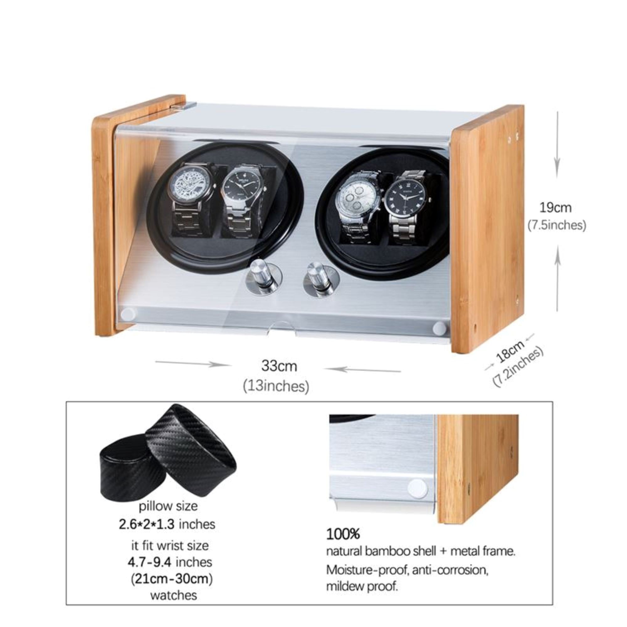 Seconds - BLAQ Watch Winder Box 4 Watches in Aluminum & Bamboo (b) Seconds Clinks 