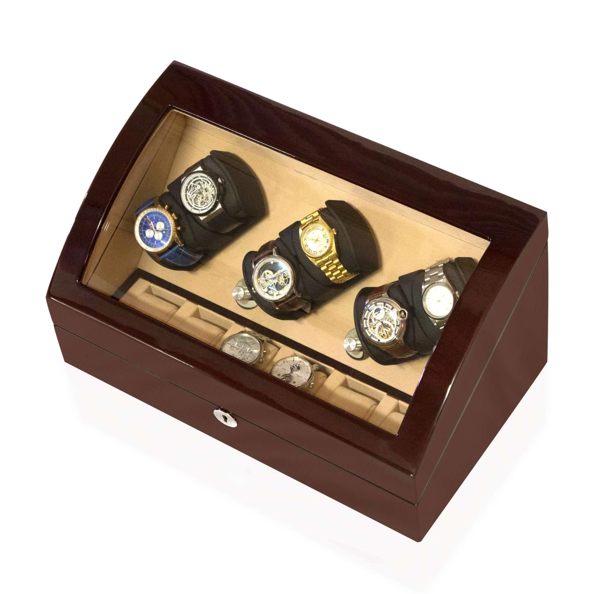Seconds - Avoca Watch Winder Box 6 + 6 Watches in Mahogany (a) Seconds Clinks 