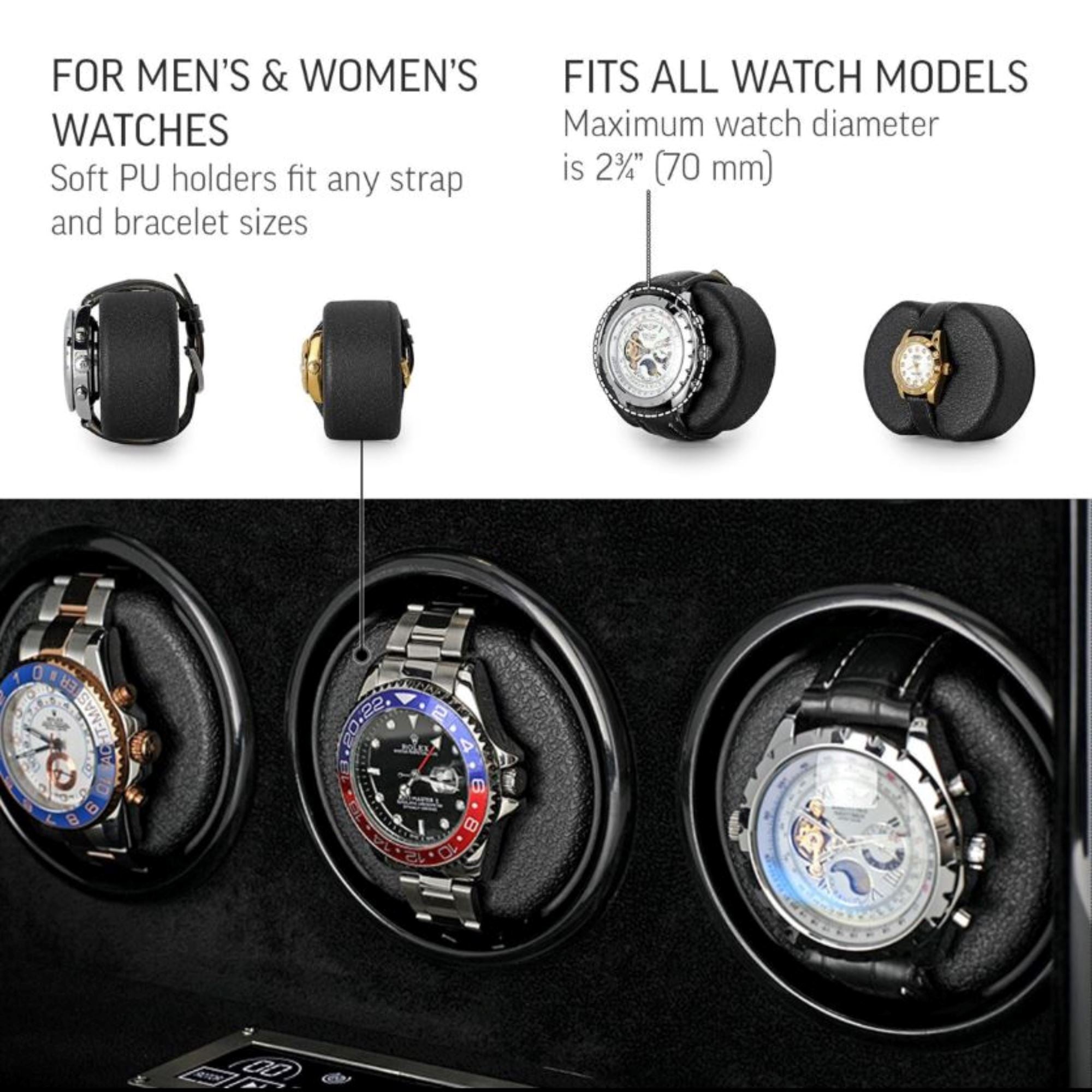 Seconds - Sydney Watch Winder Box for 6 Watches in Black (a) Seconds Clinks 