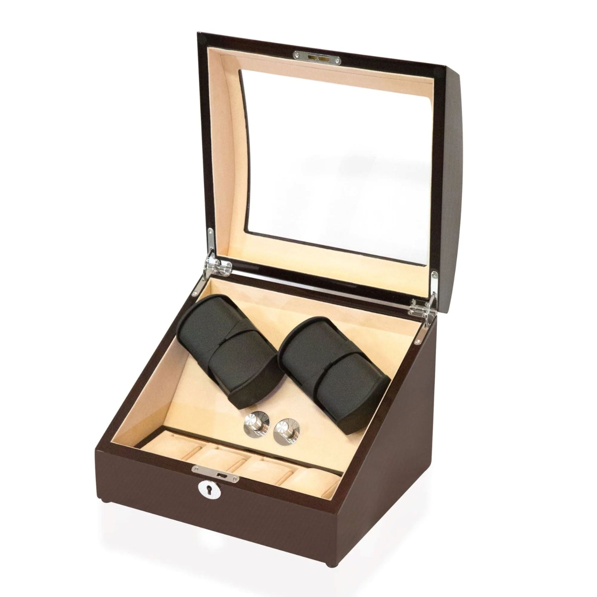 Seconds - Avoca Watch Winder Box 4 + 4 Watches in Mahogany (d) Seconds Clinks 