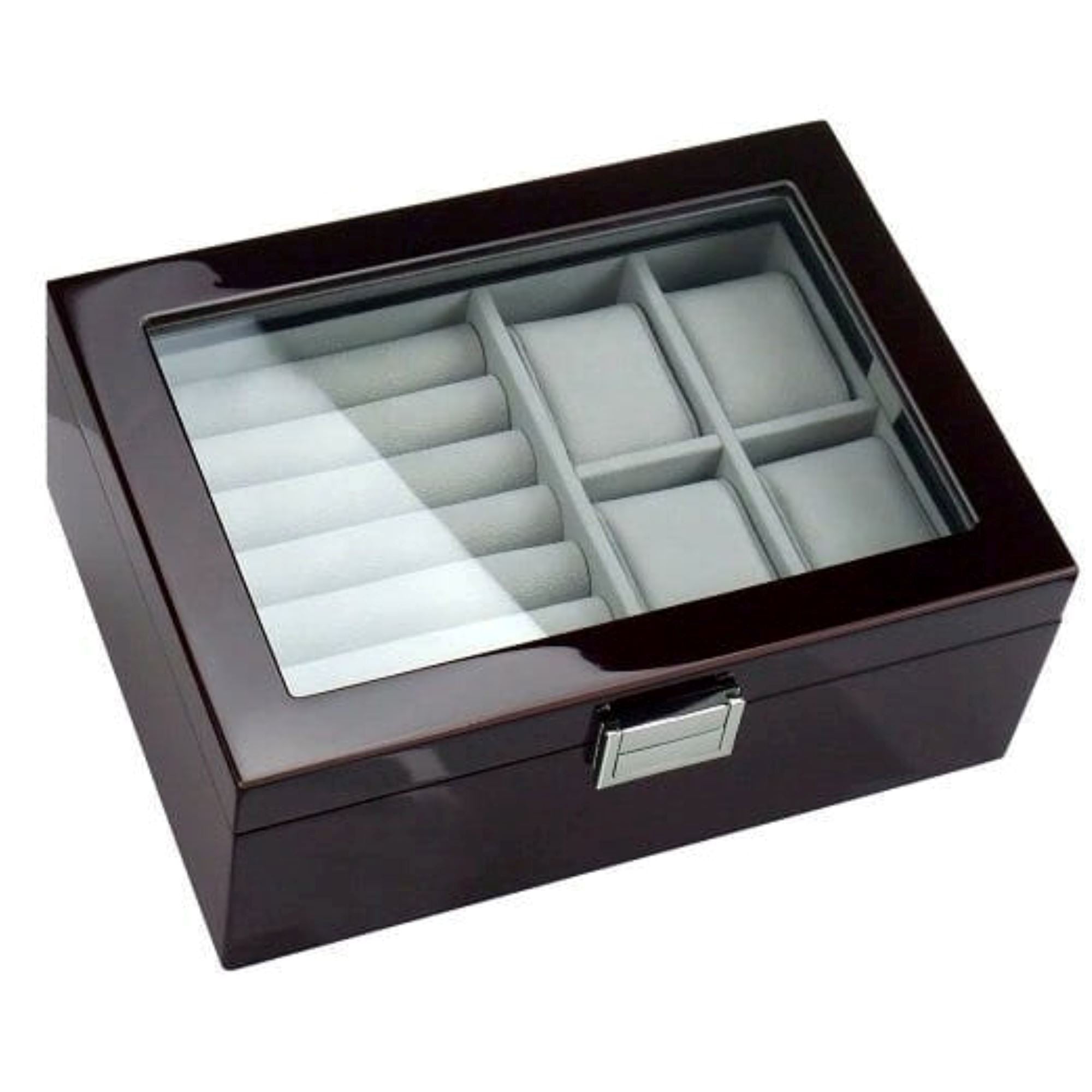 Seconds - 50 Pair Cufflink and Watch Box Double Decker Mahogany (a) Seconds Clinks 