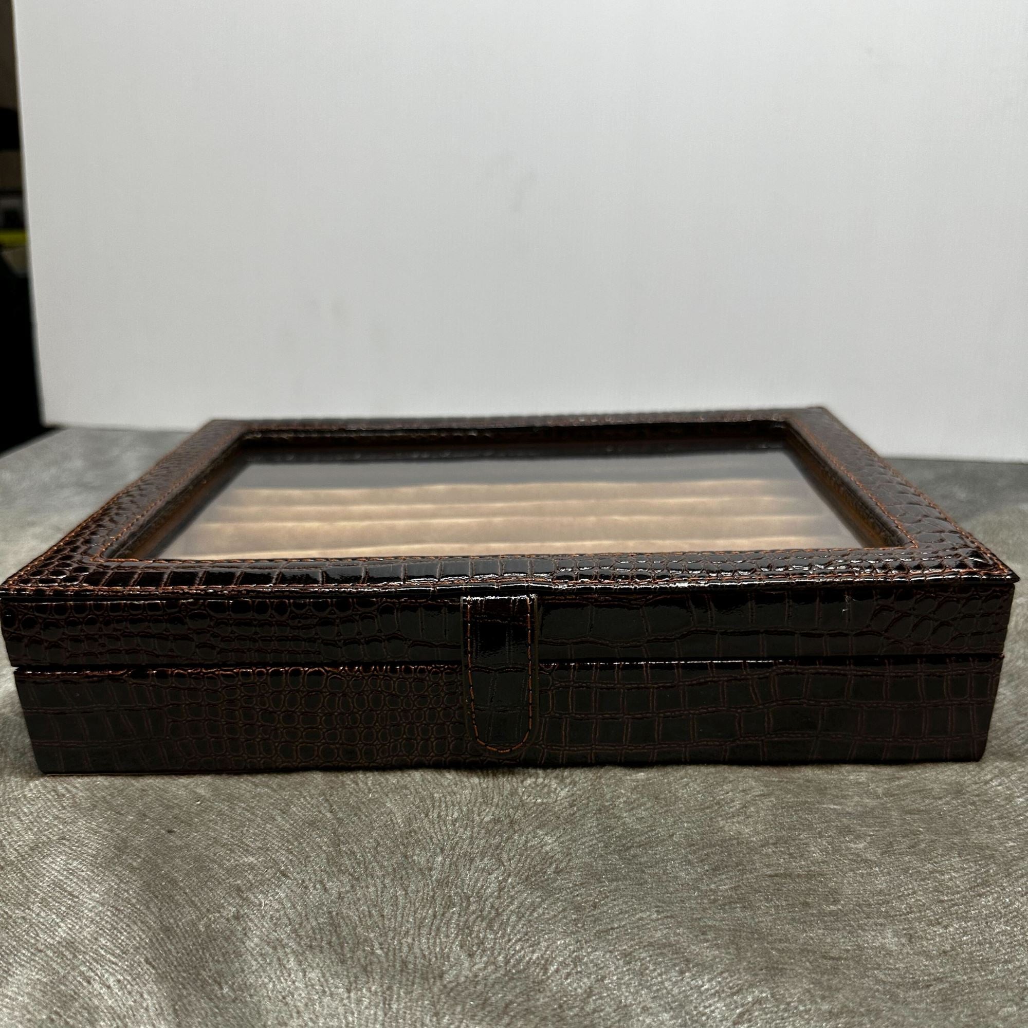 Seconds - 36 pair Bonded Leather Brown Croco Cufflink Box Seconds Clinks Australia 