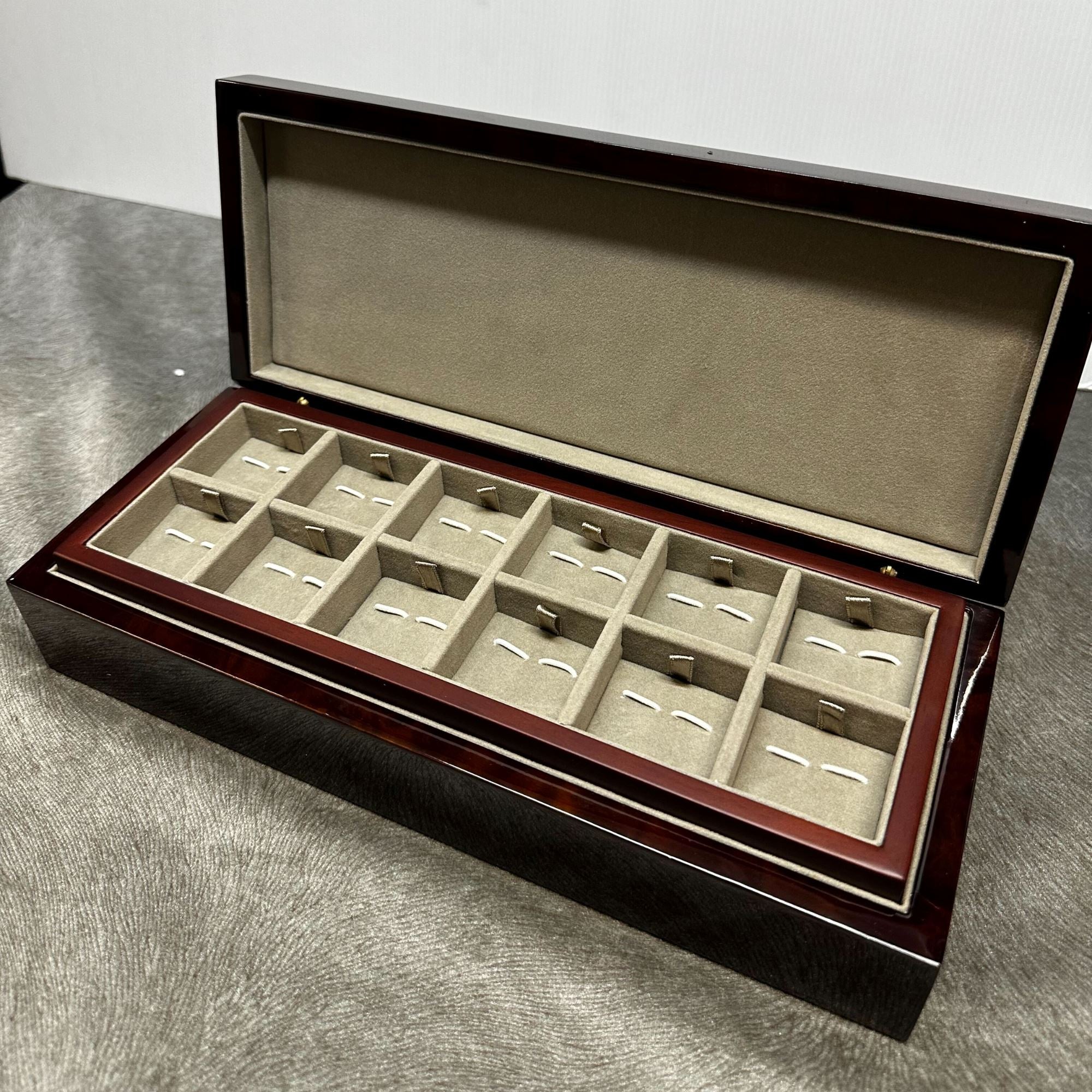 Seconds - Camphor Burl Wood 24 Cufflink Box Seconds Clinks 