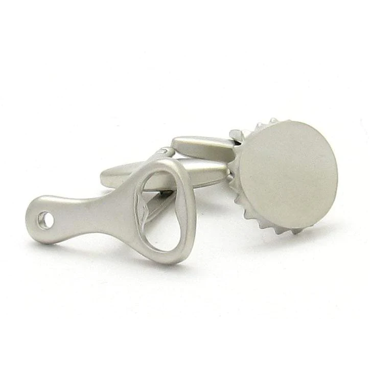 Silver Bottle Cap & Opener Cufflinks Novelty Cufflinks Clinks Australia 