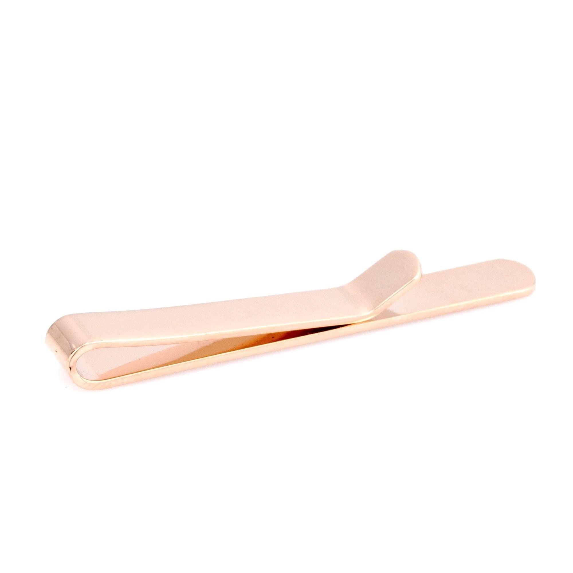 Shiny Rose Gold Tie Bar with curved end 50mm Tie Clips Clinks 