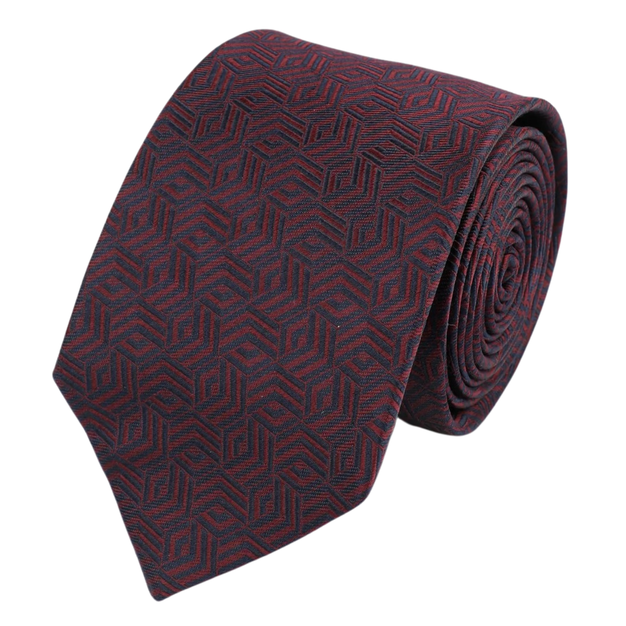 Wine Silk Geo Tie