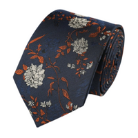 Navy Orange Silk Floating Tie