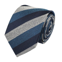 Navy Silver Silk Stripe Tie