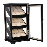 Black Wooden Watch Cabinet for 18 watches Watch Boxes Clinks