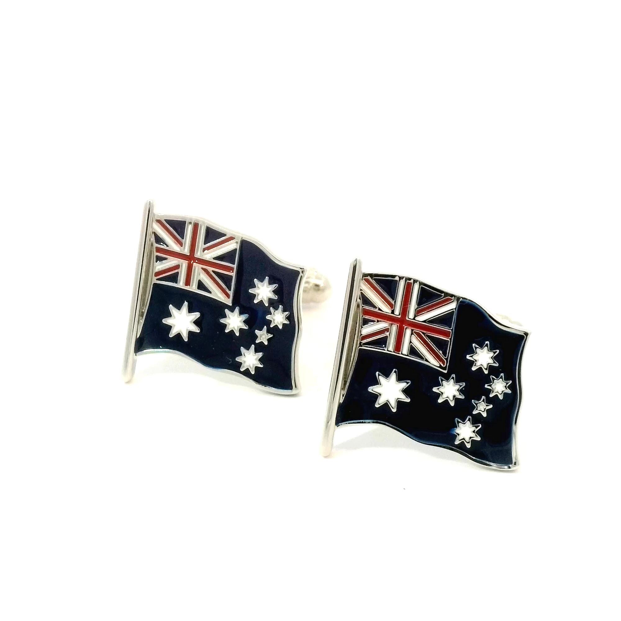 Australian Flag (wavy) Cufflinks Novelty Cufflinks Clinks Australia Australian Flag (wavy) Cufflinks 