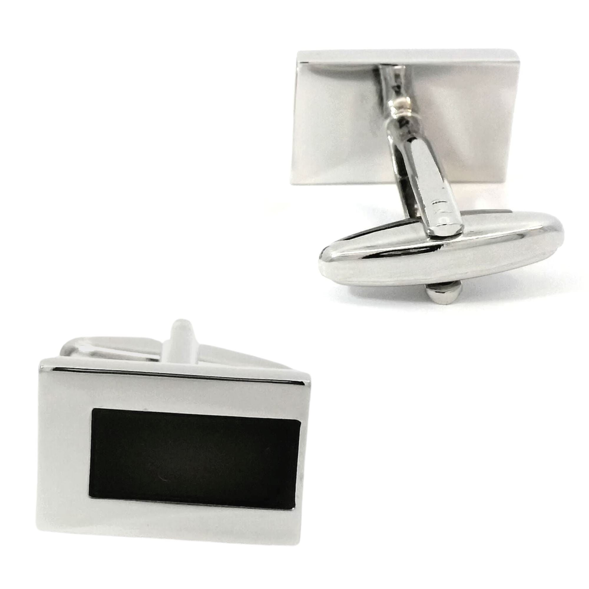 Black and Chrome Offset Cufflinks Classic & Modern Cufflinks Clinks Australia 