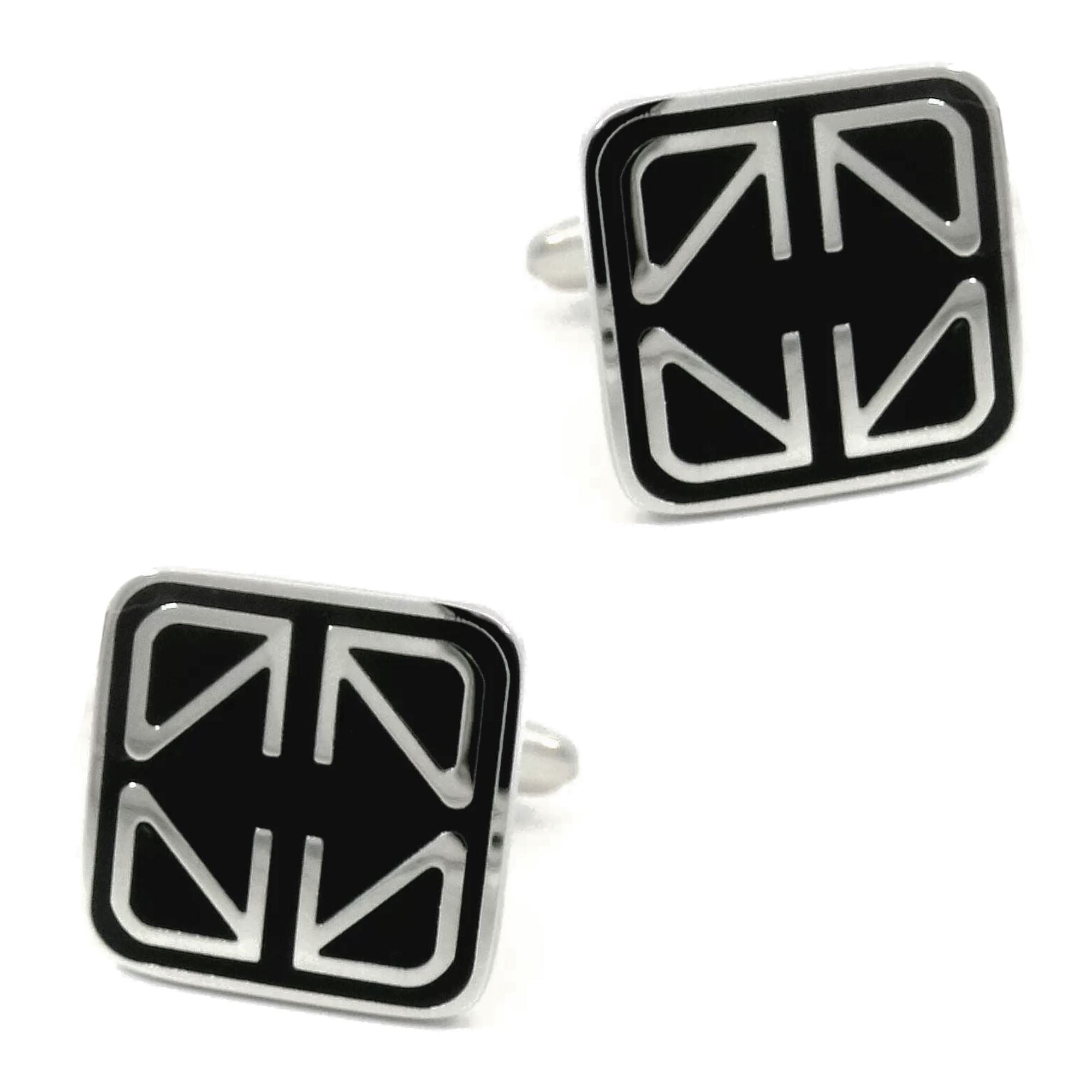 Black Enamel Geometric Cufflinks Classic & Modern Cufflinks Clinks Australia Black Enamel Geometric Cufflinks 