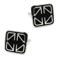 Black Enamel Geometric Cufflinks Classic & Modern Cufflinks Clinks Australia Black Enamel Geometric Cufflinks