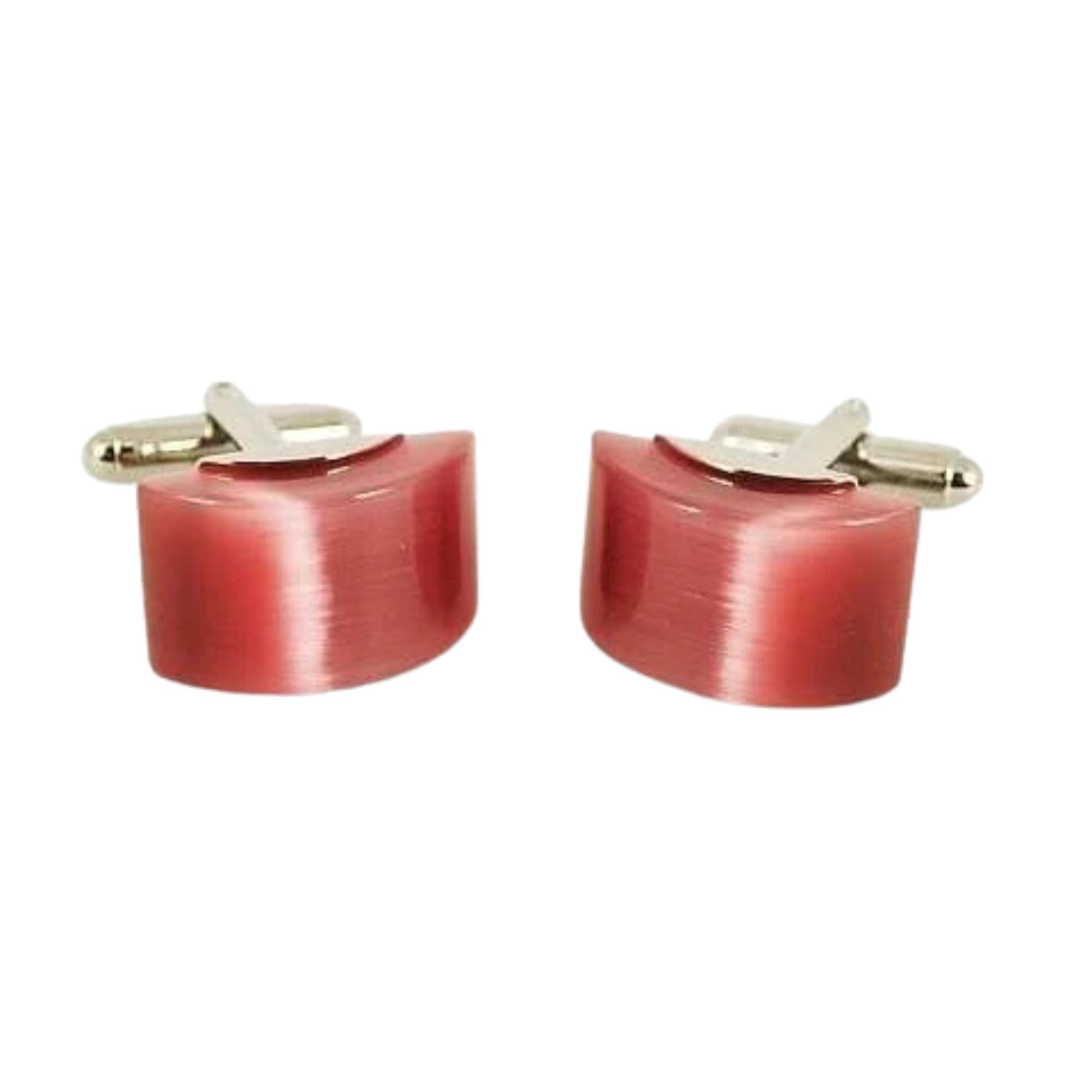 Pink Catseye Arch Cufflinks Classic & Modern Cufflinks Clinks Australia Pink Catseye Arch Cufflinks 