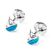 Blue/Silver Sailing Ship Cufflinks Novelty Cufflinks Clinks Australia