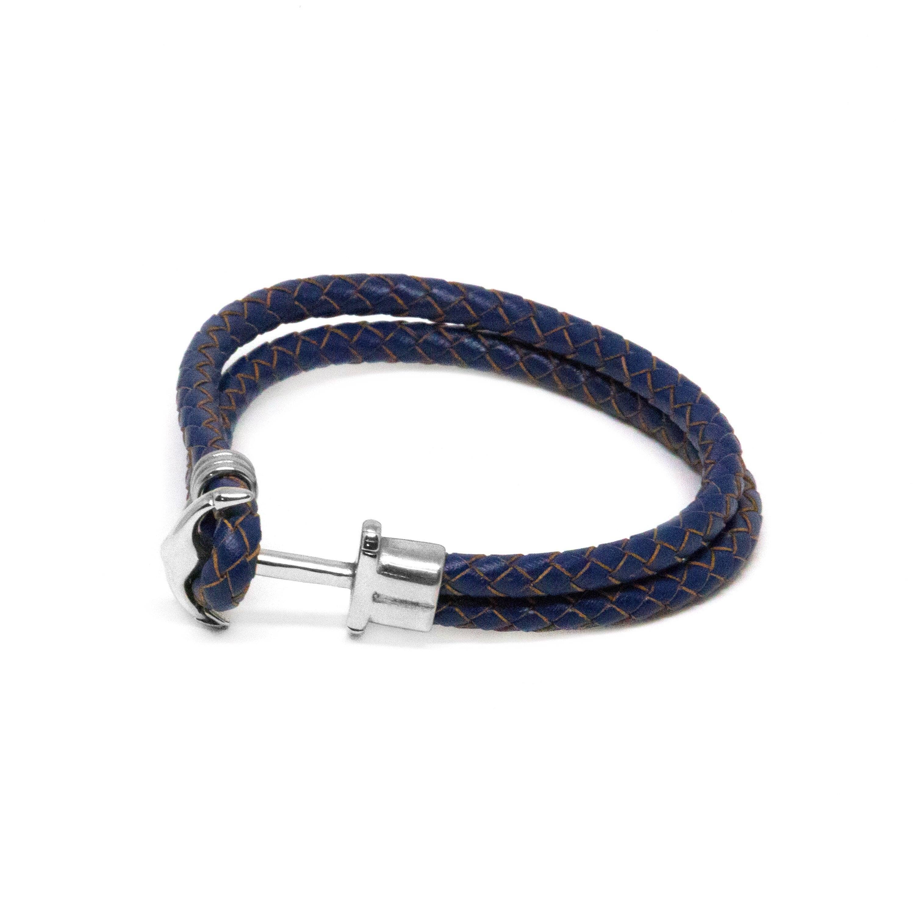 Double Navy Blue Leather Anchor Bracelet Bracelet Clinks Australia 
