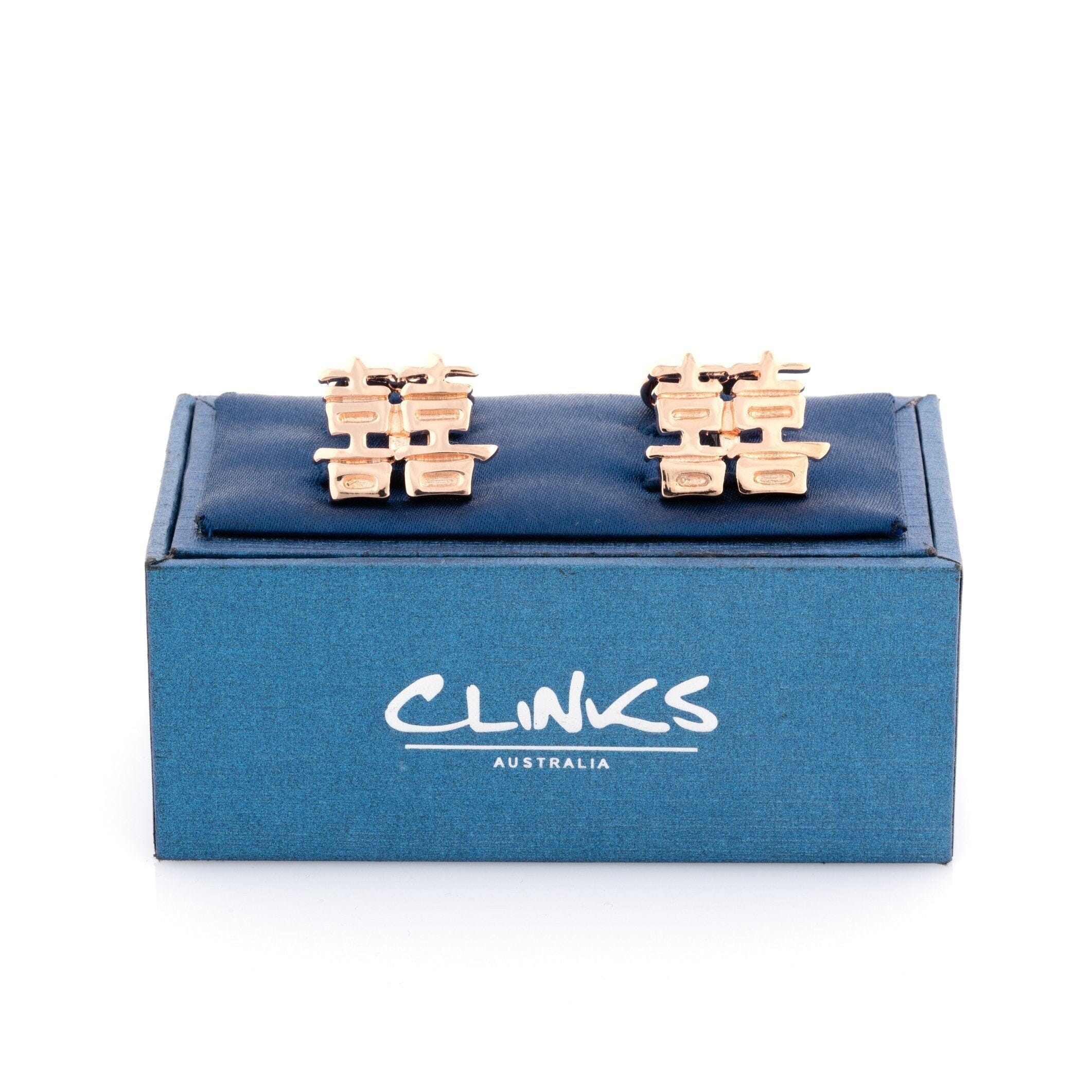 Chinese Symbol of Double Happiness Rose Gold Novelty Cufflinks Clinks Australia 