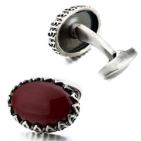 Red Agate in Antique Silver Cufflinks Classic & Modern Cufflinks Clinks Australia