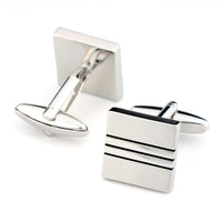 Classic Brushed Silver Black Line Cufflinks Classic & Modern Cufflinks Clinks Australia Classic Brushed Silver Black Line Cufflinks