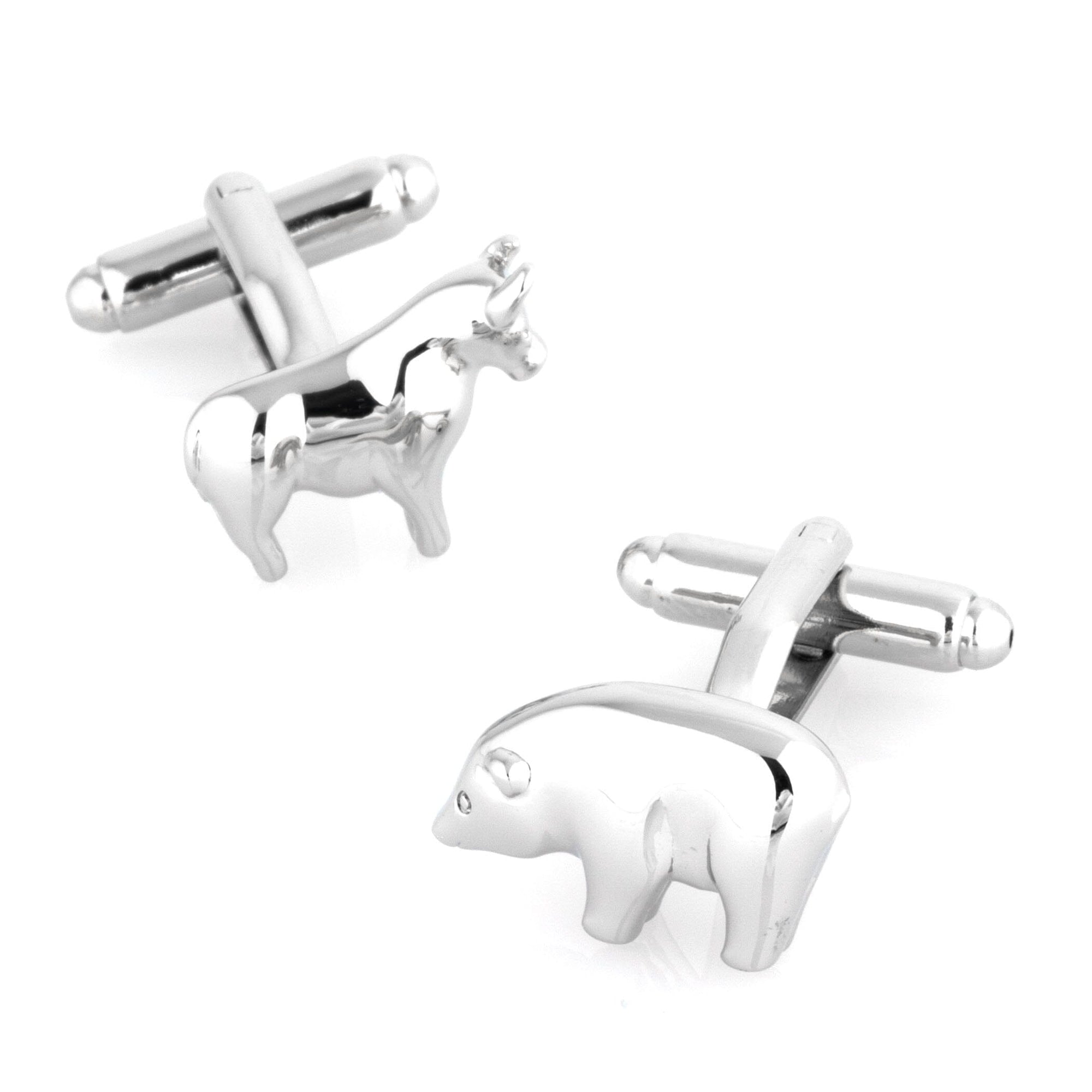 Bull and Bear Silver Cufflinks Novelty Cufflinks Clinks Australia Bull and Bear Silver Cufflinks 