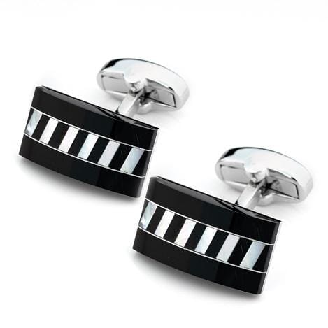 Black Onyx Rectangle interlaced Mother of Pearl Cufflinks Classic & Modern Cufflinks Clinks Australia 